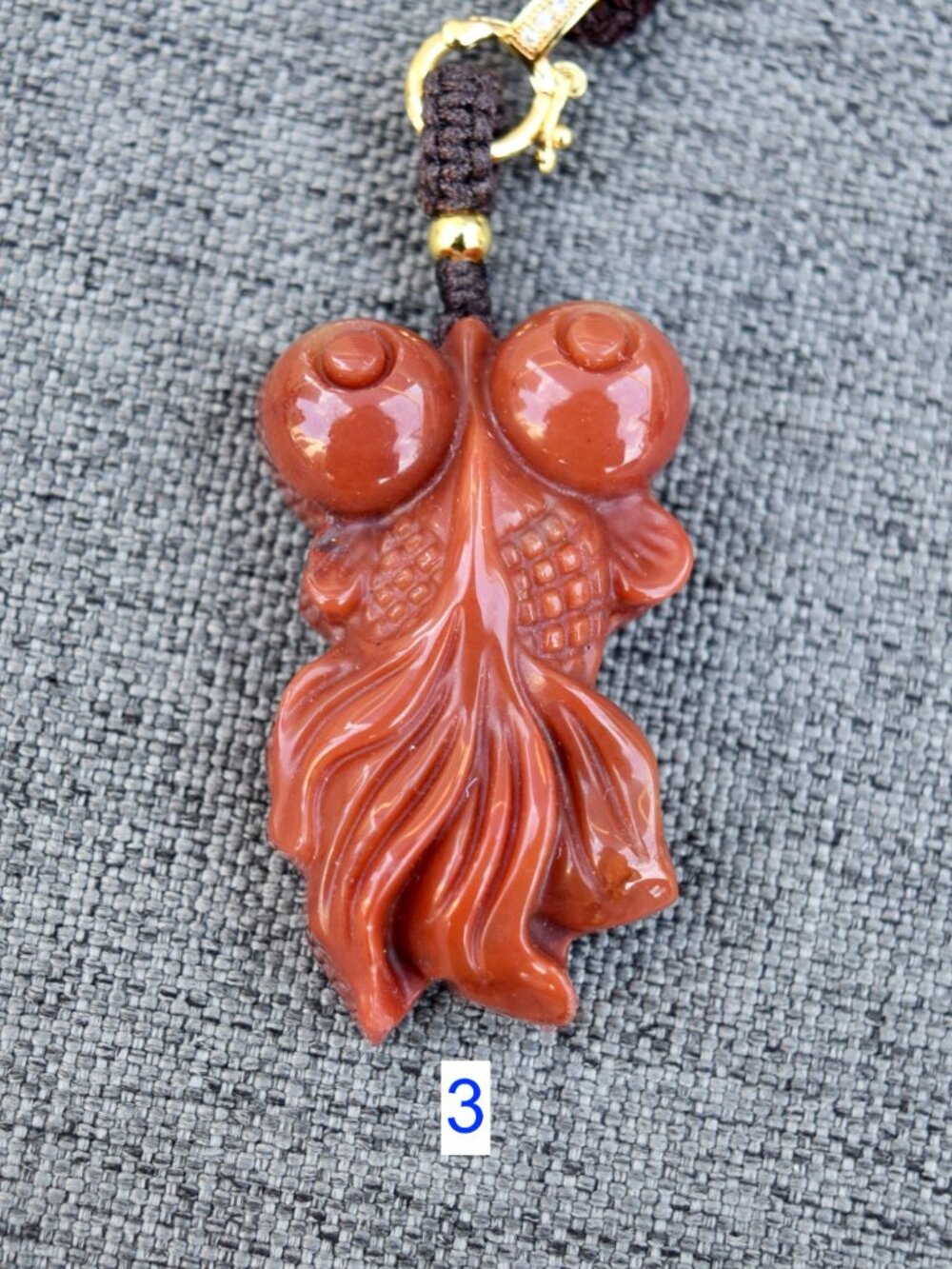 Red Jade Stone Fish Pendant Necklace - Chinese Rope Necklace Style 1 2 3 - Picture 9 of 9